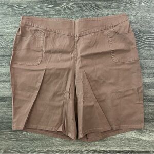 Denim & Co. How Timeless Bermuda Shorts Womens Plus Size 3X Brown Pull On NWOT